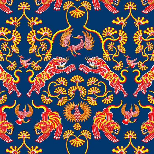 Thumbnail Motif Batik Fractal Macan Peksi Merah Biru