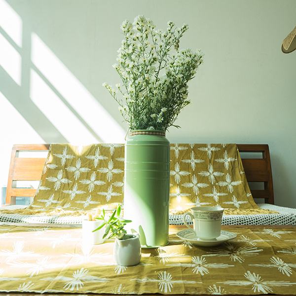 Mustard Bintang Gemintang Table Runner and Sofa Throw Batik Fractal Home Decor