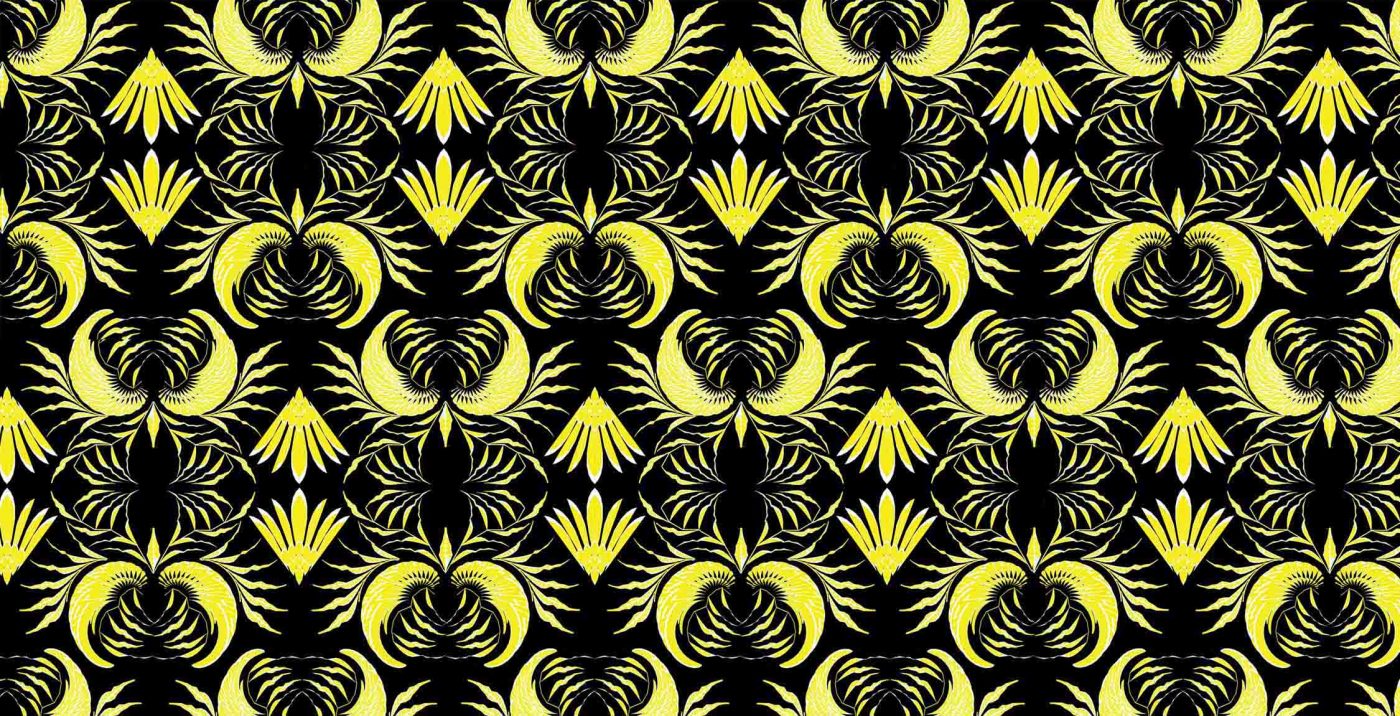 Batik Fractal Garuda Mangil Hitam Kuning