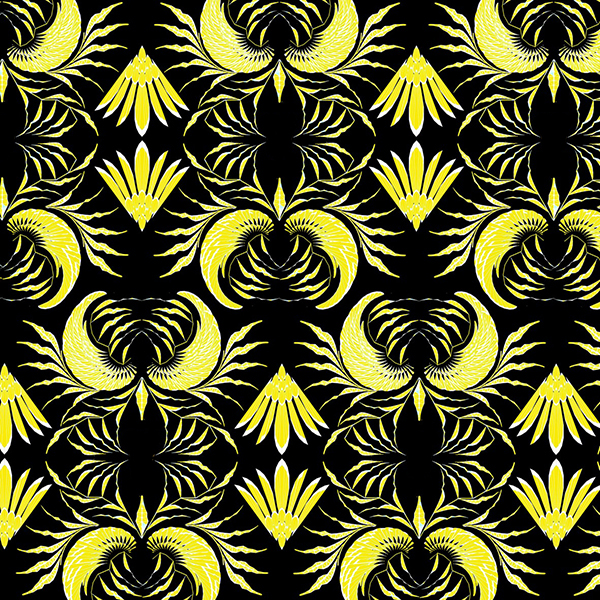 Thumbnail Batik Fractal Garuda Mangil Hitam Kuning