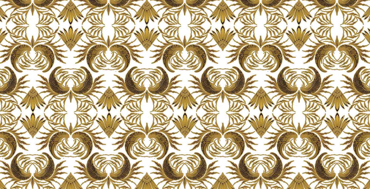 Batik Fractal Garuda Mangil Putih Emas
