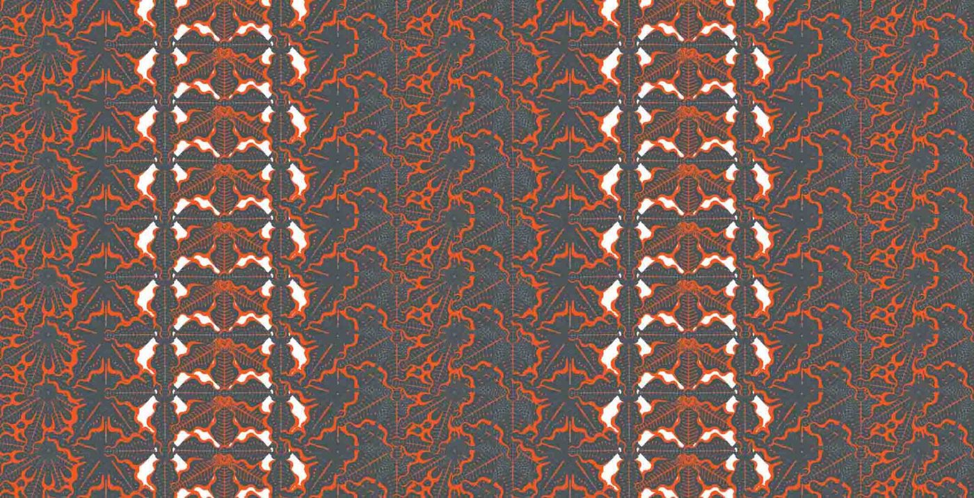Motif Batik Fractal Sulur-suluran Fractal Oranye