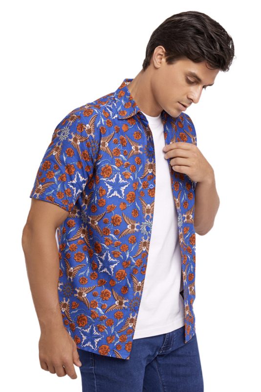 Elang Biru Batik Fractal Casual Men Shirt 2