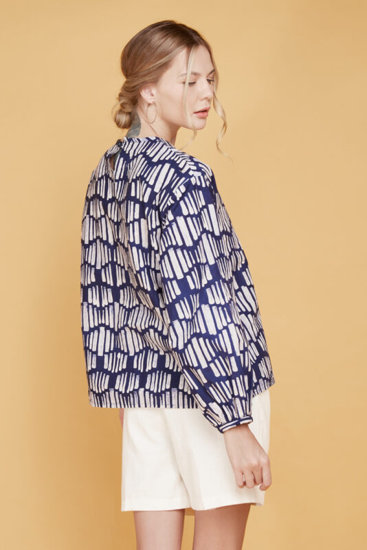 Ruas Biru Batik Fractal Casual women blouse 4